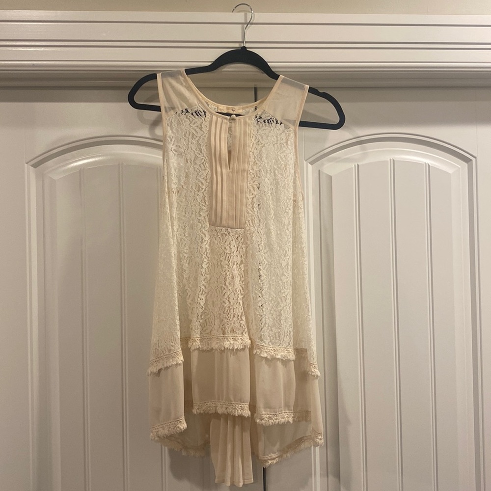 Cream with lace and tie back top